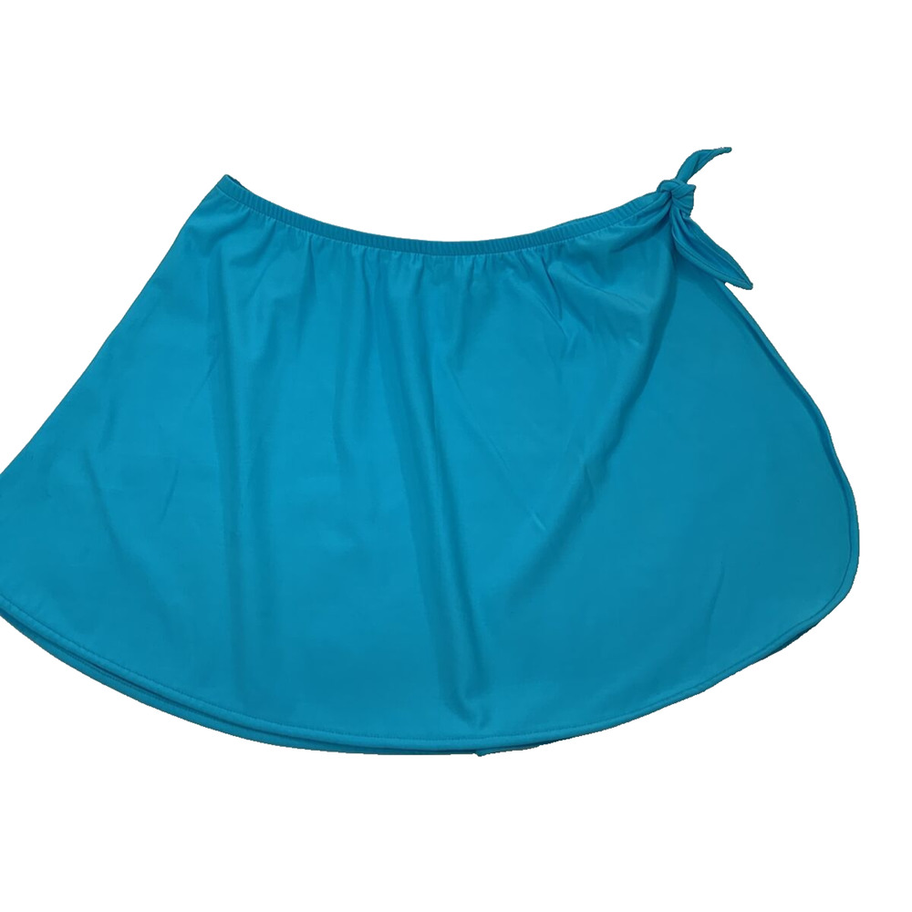 Sea Waves Cover Wrap‎ Skirt Womens Medium Turquoise Blue Swim Coverup Bottoms